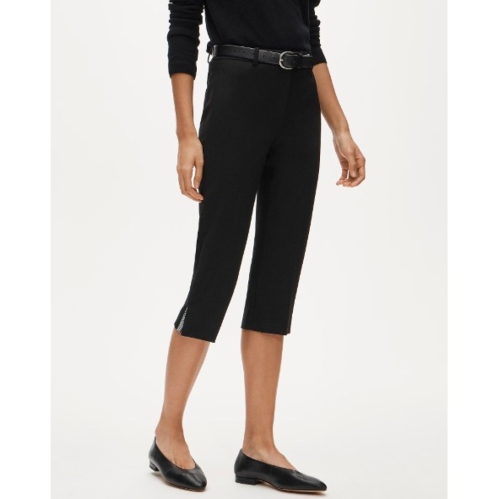 NEW J.Crew Stretch Capri Crop Pant Size 14 Black Preppy Gingham Knee Length
